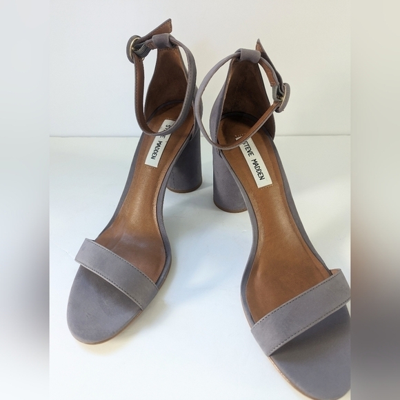 Steve Madden Rounded Heel Ankle Buckle Sandals – Purple/Grey Faux Suede – size 1 - Picture 1 of 7